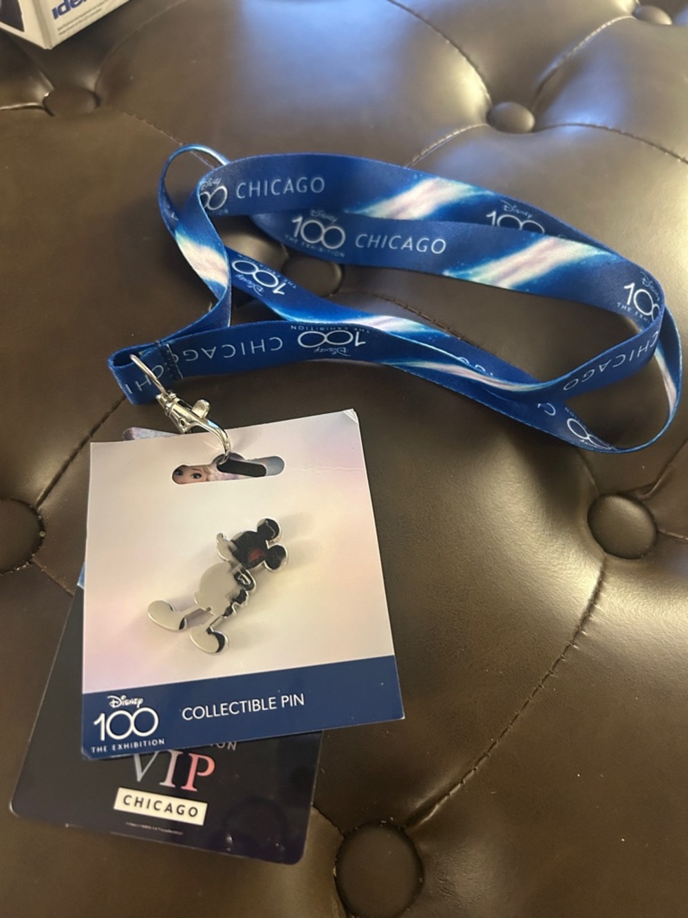 Disney Blue Chicago 100 Lanyard with Silver Mickey Pin